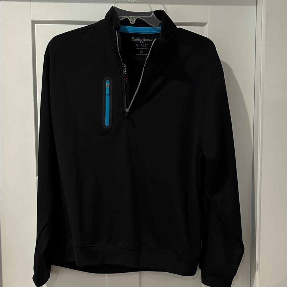 Bobby Jones Black and Blue Zip-Up Sweater